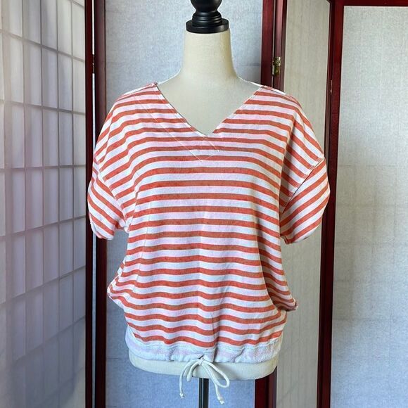 Alternative Orange and White Pullover Short Sleeve Sweatshirt (Size: Small) - Picture 2 of 9